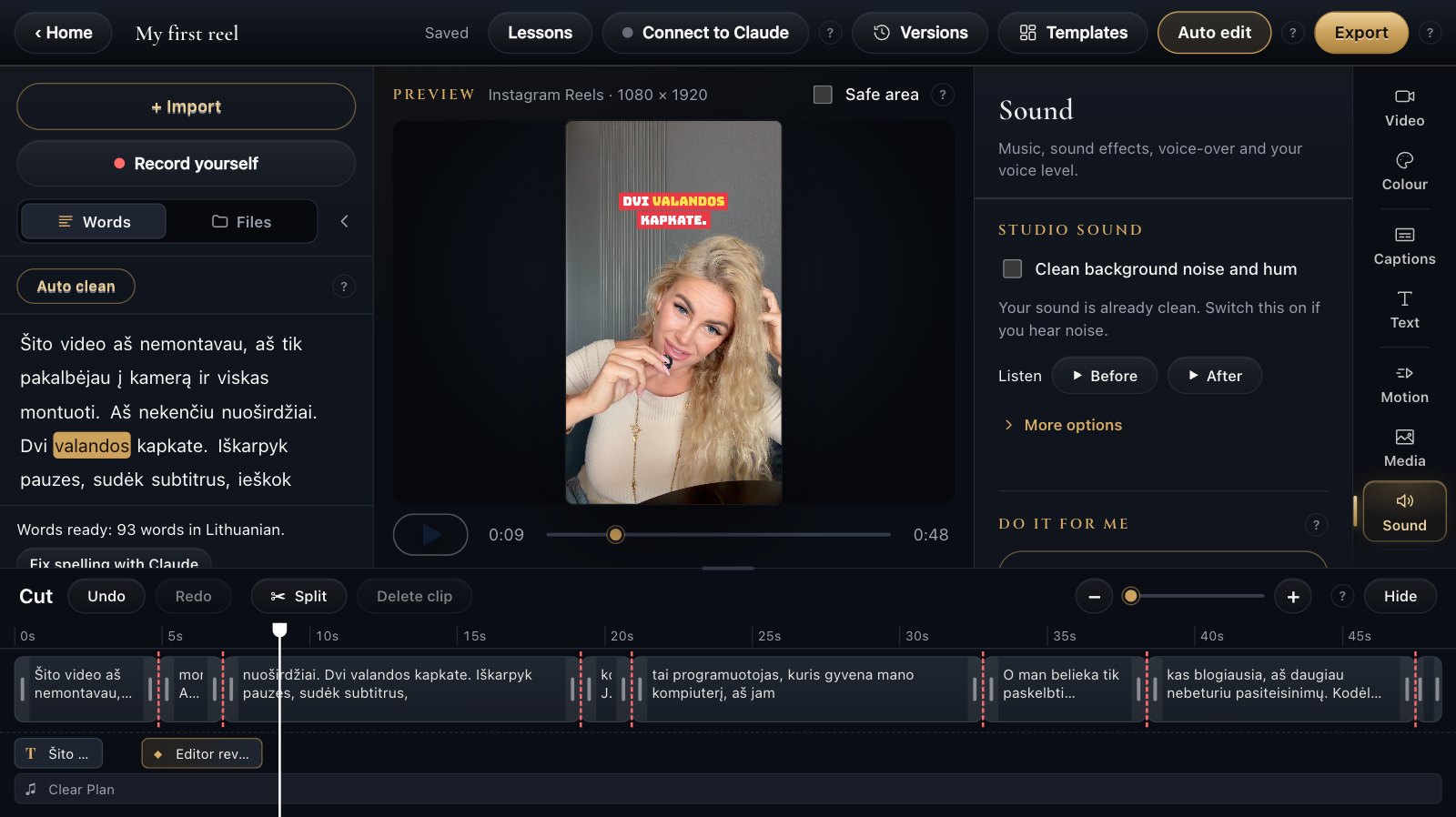 The Sound tab